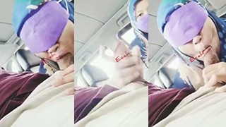 Jilbab Biru Basah Kena Pancut Di Jok Mobil, Nafas Tersengal-sengal Sambil Nungging