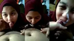 Cewe Jilbab Dicrot Di Muka, Nikmatin Tuh Semburan Kontol